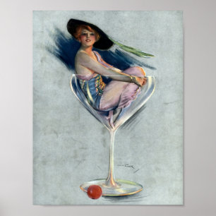 Poster Mulher Vintage No Vidro De Martini