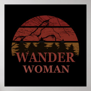 Poster mulher vintage vagando por mulheres