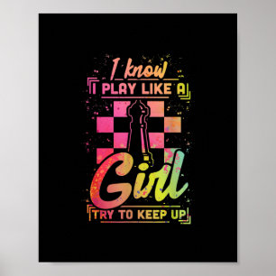 Poster Mulher Xadrez Equipe Rainha Chessfield Joga Como U