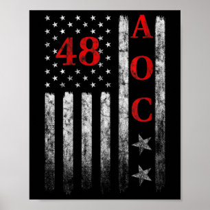 Poster Mulheres 2028 Aoc Presidente Americano Flag Vintag