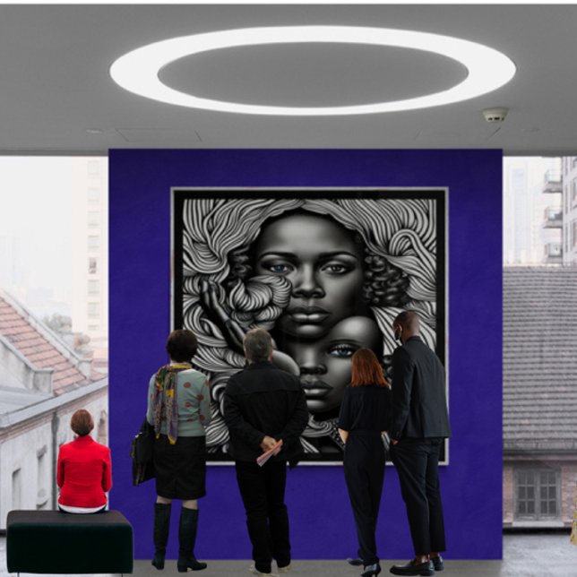 Poster Mulheres Abstrato africanas de preto e branco (Criador carregado)