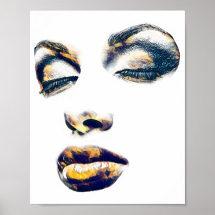 Poster Mulheres Abstrato bonitas enfrentam beleza de maqu