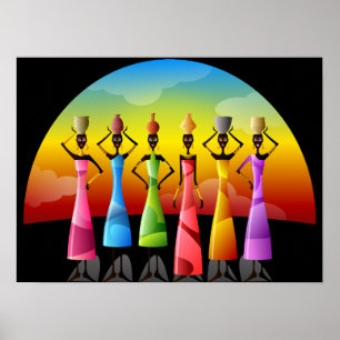 Poster Mulheres Africanas com Potéria na cabeça