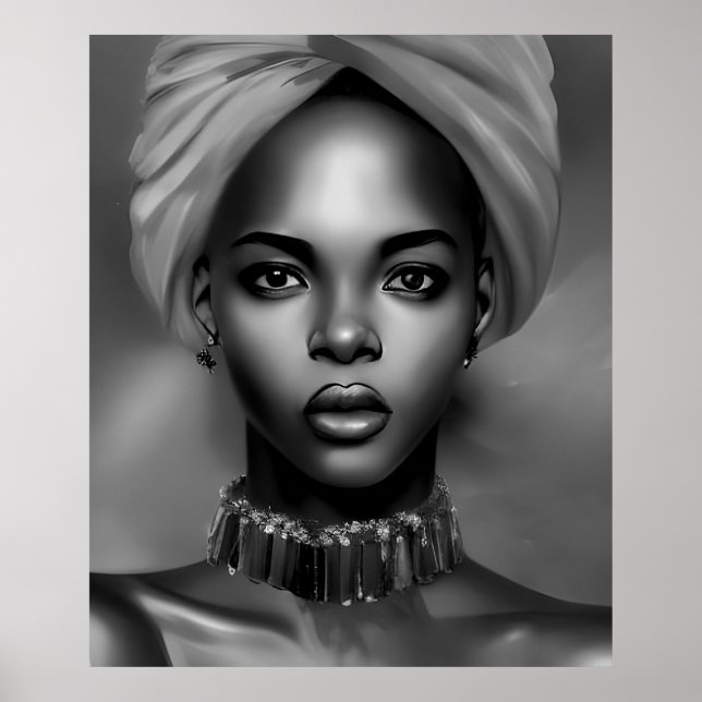 Poster Mulheres africanas preto e branco jóia monocromáti (Frente)