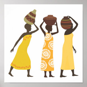 Pôster Mulheres africanas que levam a água