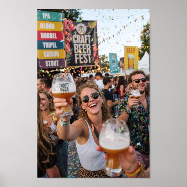 Poster Mulheres Alegres no Cartaz do Festival de Cerveja  (Frente)