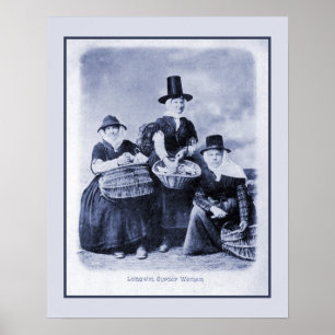 Pôster Mulheres antigas da ostra de Galês do vintage