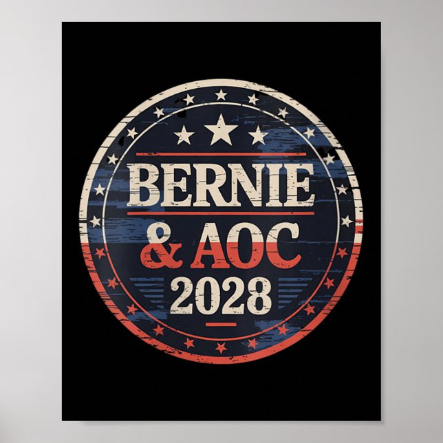 Poster Mulheres Bernie Sanders E Aoc 2028 Para O Presiden (Frente)
