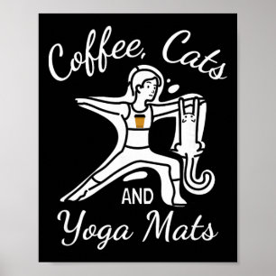 Poster Mulheres Café Gatos E Tapetes De Yoga - Nome Engra