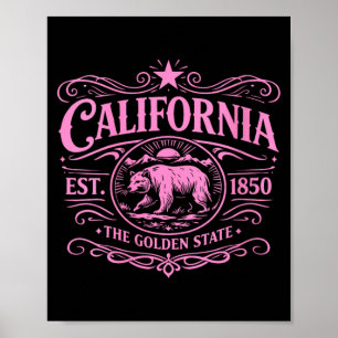 Poster Mulheres Califórnia 1850 Urso Vintage Socal Norcal