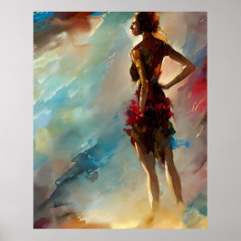 Poster Mulheres coloridas modernas, cor vermelha de chá d