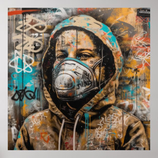 Poster Mulheres com Grafite de Máscara