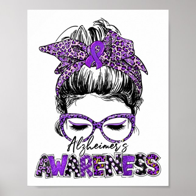 Poster Mulheres com Laço Roxo Forte Conscientização Heime (Frente)