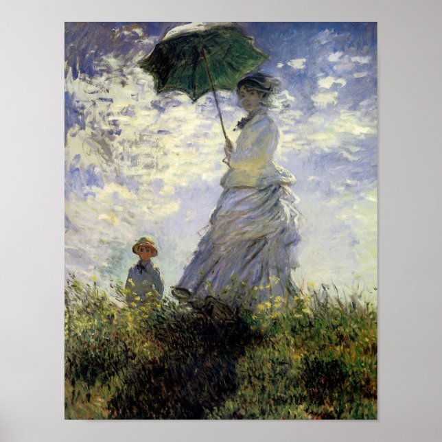 Pôster Mulheres com Parasol ~ Madame Monet com seu filho (Frente)