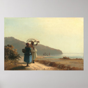 Poster Mulheres conversando por mar - Camille Pissarro Fi