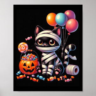 Poster Mulheres Cute Halloween Gato Preto Abóbora Truque