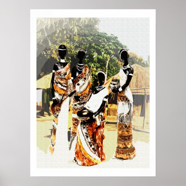 Poster Mulheres da Aldeia Tribal Africana (Frente)