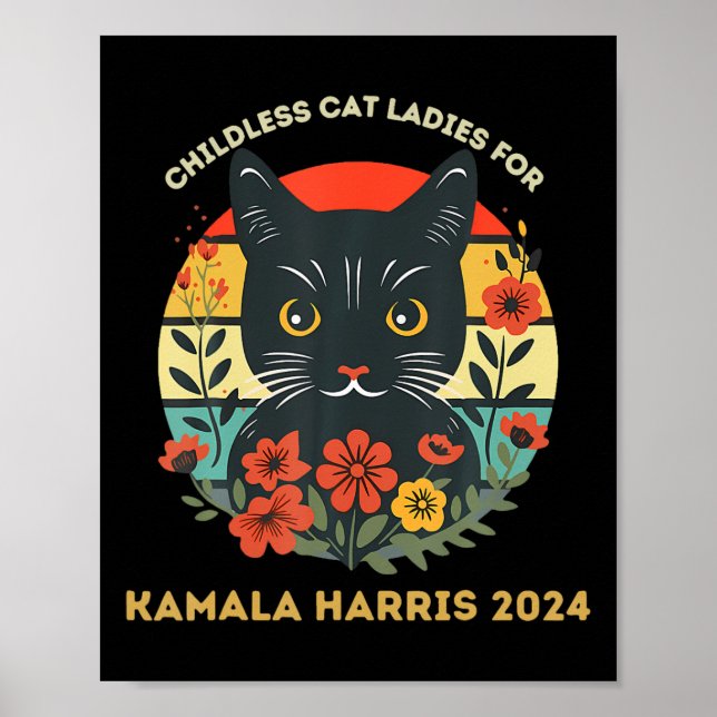 Poster Mulheres De Gato Sem Filhos Para Kamala Harris 202 (Frente)