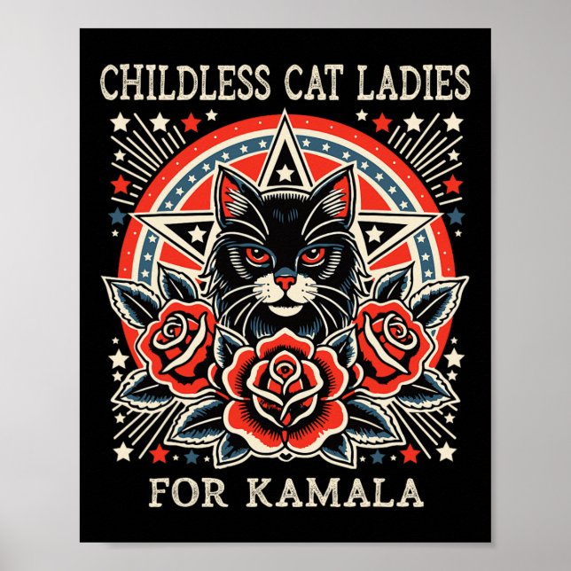 Poster Mulheres De Gato Sem Fios Para Kamala Harris (Frente)