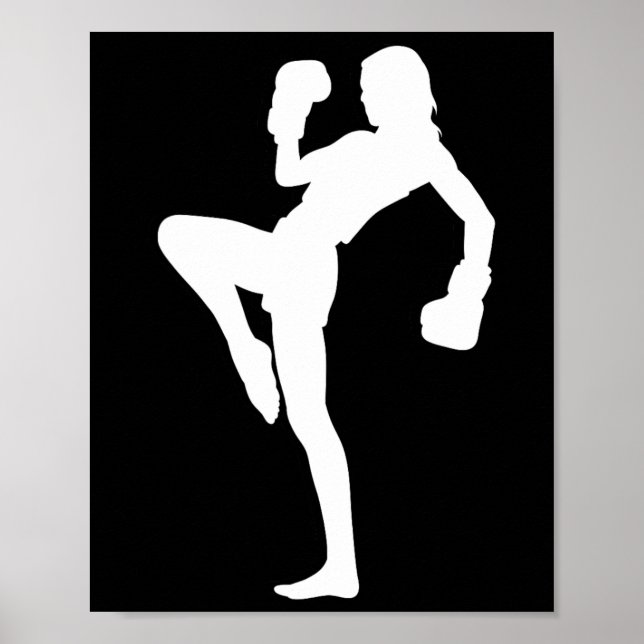 Poster Mulheres de Kickboxing São Silhueta de Design Marc (Frente)
