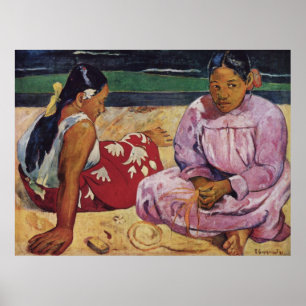 Pôster Mulheres de Tahitian na praia por Gauguin