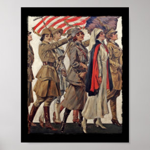 Poster Mulheres de WWI que nutrem recrutas