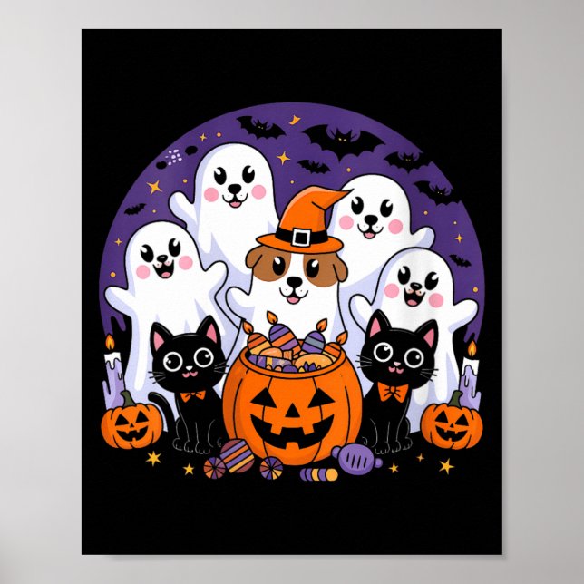 Poster Mulheres Dia das Bruxas Cachorro Fantasma Dia das  (Frente)