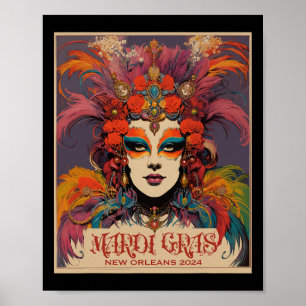 Poster Mulheres do Carnaval de Mardi Gras Vintage