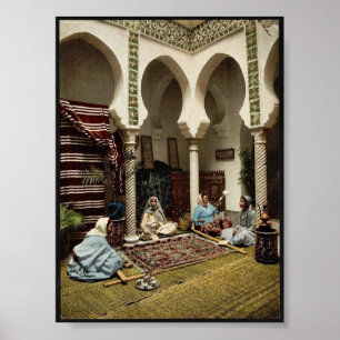 Poster Mulheres do Moorish que fazem os tapetes árabes,