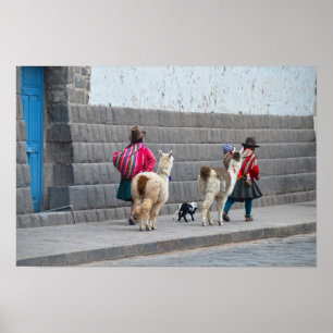 Poster Mulheres e Alpacas, Cusco, Peru