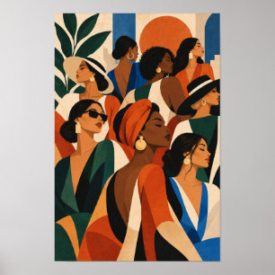 Poster Mulheres Elegantes em Cores Intensas Arte Moderna