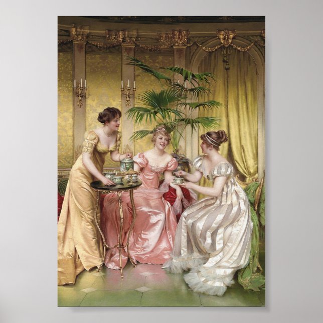 Poster Mulheres Elegantes Tarde Tea Vintage Wall Art (Frente)