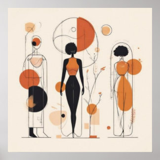 Poster Mulheres em Ritmo — Geométrico Africano Contemporâ