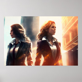 Poster Mulheres empresárias em uma cidade do futuro