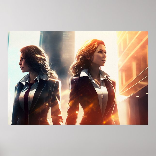 Poster Mulheres empresárias numa cidade do futuro (Frente)