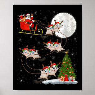 Poster Mulheres Esquilo-do-açúcar Papai Noel Trenó Voando
