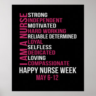 Poster Mulheres Eu Sou Uma Enfermeira Feliz Semana De Enf