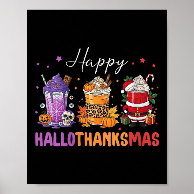 Poster Mulheres Feliz Hallothanksmas Halloween Dia de Açã (Frente)
