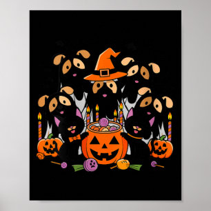 Poster Mulheres Feliz Halloween Cachorro Fantasma Hallowe