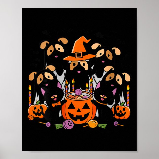 Poster Mulheres Feliz Halloween Cachorro Fantasma Hallowe (Frente)