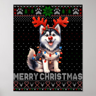 Poster Mulheres Feliz Natal Alaskan Malamute Dog Lover