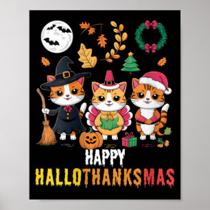 Poster Mulheres Felizes Hallothanksmas Dia de Ação de Gra