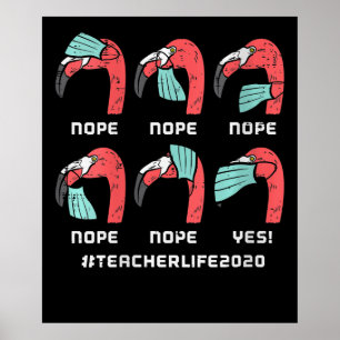 Poster Mulheres Flamingo Face Máscara Professora Life 202