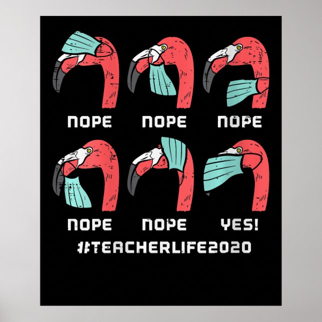 Poster Mulheres Flamingo Face Máscara Professora Life 202 (Frente)