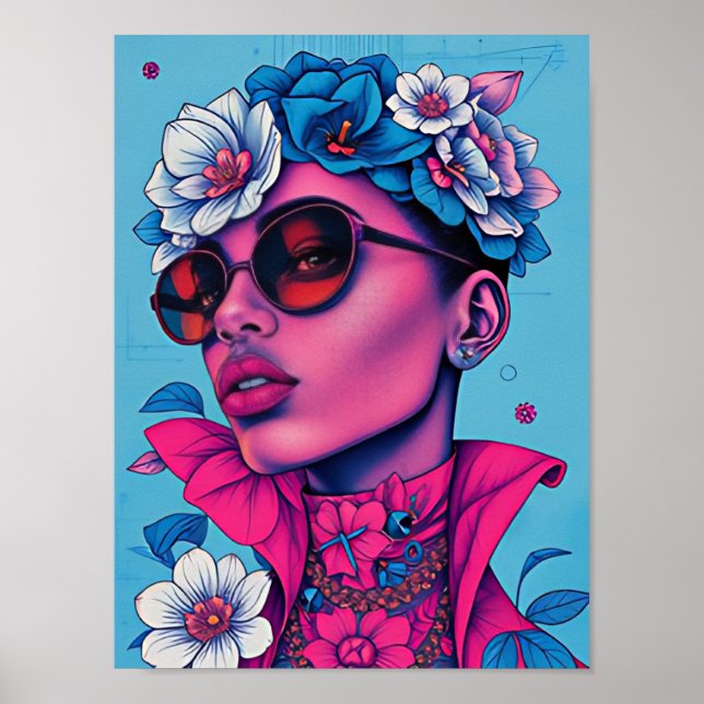 Poster mulheres flores africanas (Frente)