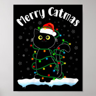 Poster Mulheres Gato Alegre Natal Gato Vestindo Chapéu de