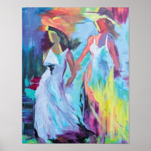 Poster Mulheres Impressionistas Sweet Breeze com Chapéus