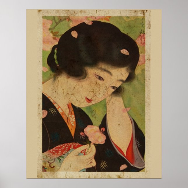Poster Mulheres Japonesas Com Estilo Sakura Ukiyo Art Nº  (Frente)