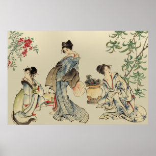 Poster Mulheres japonesas em vestuários tradicionais