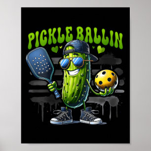 Poster Mulheres jogador engraçado de pickleball remo pick
